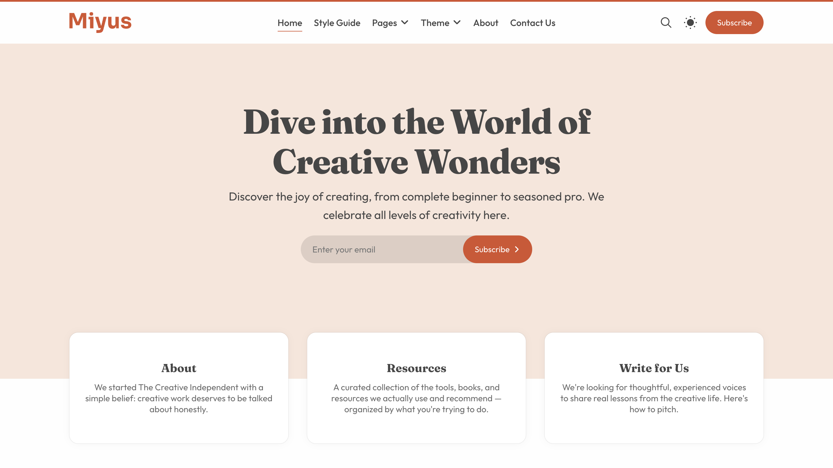 Miyus Ghost CMS Theme Preview